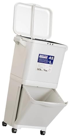 F Fityle Poubelle de tri à roulettes, capacité, accessoires de cuisine, poubelle de cuisine pour appartement, salle de bain, hôtel, restaurant, 45l