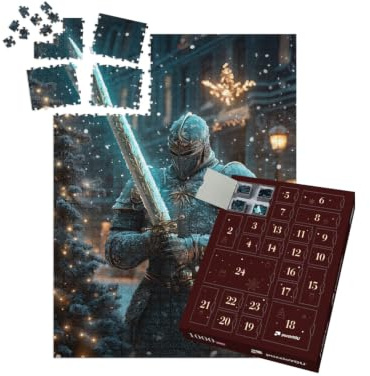 puzzleYOU: Puzzle-Adventskalender | „Ritter mit Schwert in Einer Winterstadt“