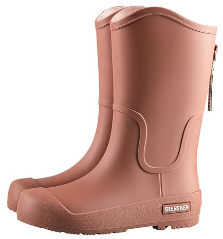 HOOUDO Stivali Gomma Donna Waders Pesca con Tacco Alto Pioggia Rosa Scarpe Trekking Impermeabili Alte Impermeabilizzante Scarpe