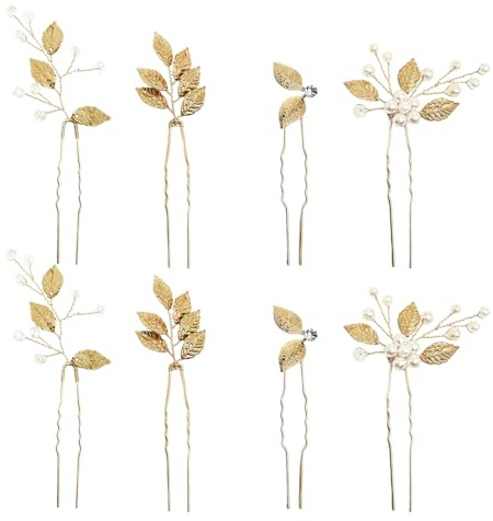 ZEMINRI 8 Pièces à Bijoux Cheveux en U Robe Mariage Accessoires Cheveux Or