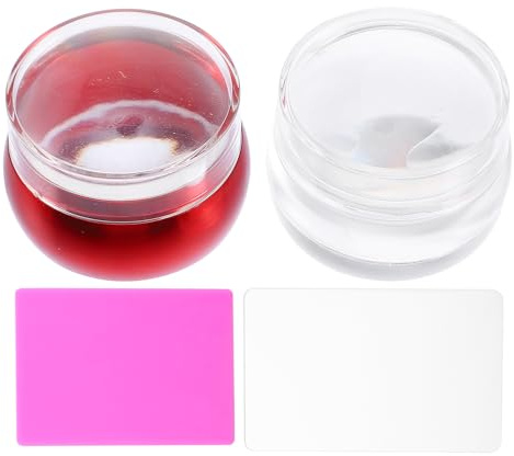 Zerodeko 2 Sets Silicone Nail Art Stamper with Soft Sticky Jelly Heads and Scrapers for DIY Manicure Nail Polish Transfer for French Tips