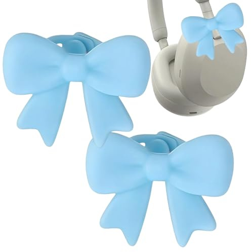 Headphone Accessories Cute, 3d Silicone Bow Design, Headset Attachable Decor, Fun Earphone Charm, Soft Protective Silicone Accessory, Adorable Tech Gadget, for Kids Teens Adults Women Men Home