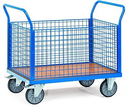 Fetra Transportgeräte mttfg1550 F 400 Wagen Transport mit Mesh, mit 4 Panelen Design, 160 mm Rollen Durchmesser, 1030 mm Länge x 509 mm Breite x 958 mm Höhe