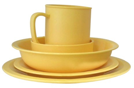 Geschirr-Set, 5-teilig, pastell-gelb, Sonja-PLASTIC, Made in Germany