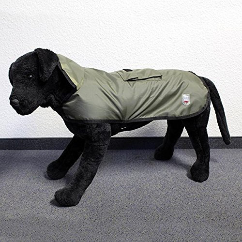 Wallace & Jones | Hundemantel Eisbär | Regenmantel | Rain Coat Pocket Olive Rückenlänge ca. 75cm
