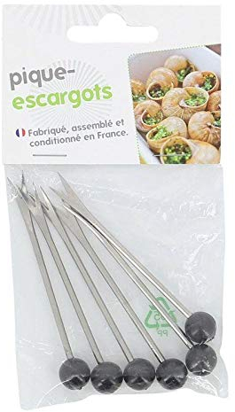 6 pinchos para caracoles - acero inoxidable y plástico - 8,5 cm