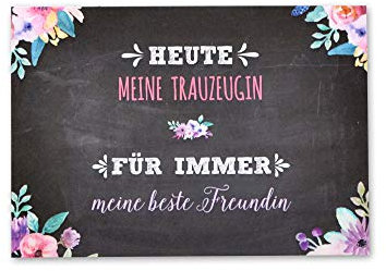 FEENSTAUB Trauzeugin Geschenk Karte Danke, Hochzeit Trauzeugin, Geschenk Hochzeitstag Beste Freundin, Danke sagen, Trauzeugin Geschenk, Überraschung Trauzeugin Dankeschön an die Trauzeugin