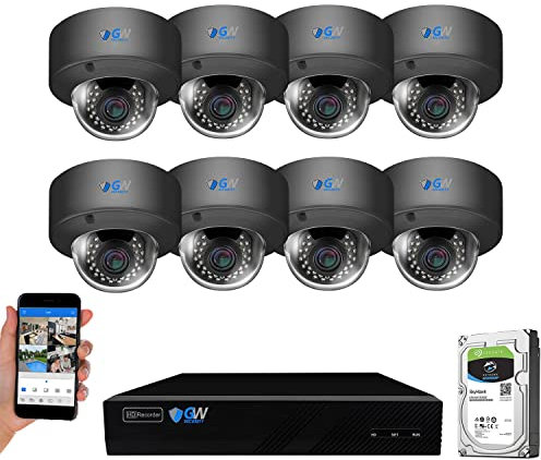 GW Security Inc Gw Security Autofocus Ip Camera System, 8 Channel H.265 4K 8Mp Nvr, 4 X 5Mp Hd 1920P Bullet Poe Security Camera 4X Optical Motorized Zoom Outdoor Indoor