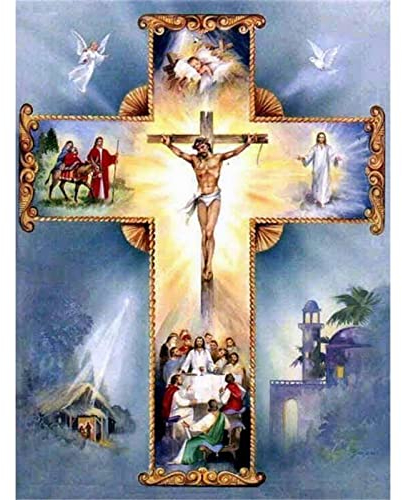YSCOLOR Diamant Painting 5D Runde Diamant Malerei Religionen Christian Jesus Kreuz Von Christus DIY 5D Kreuzstich Diamant Stickpackungen Diamant 30X40cm