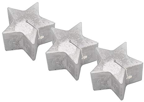 Nicola Spring Metallic-Kerzen - Silber - 75 Stunden Brenndauer - sternförmig - 6er-Pack - Weihnachtsdekorative Haushaltskerzen, große Esstisch-Weihnachtskerzen ohne Duft