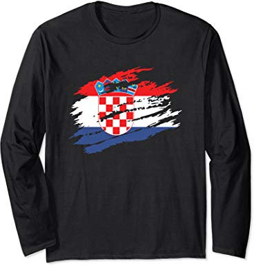 Kroatische Flagge Kroatien Fußball Handball Basketball Langarmshirt