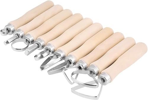 10Pcs Clay Sculpting Tools, Wooden Handle Wax Pottery Clay Carving Set, Polymer Clay Tools for Pottery, Ceramic Sculpture,Carving, Scraper Craft Modelling Tools