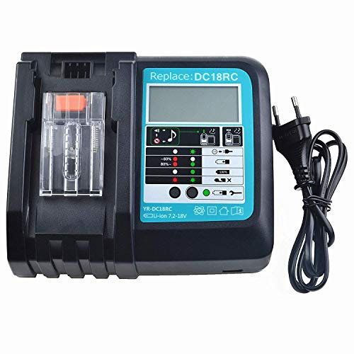 FengBP® 3.0A Batterie de rechange pour Makita BL1830B B L1850B BL1815 BL1815N 194205-3,194309-1,194204-5,196399-0,196673-6, LXT-400 avec indicateur et chargeur DC18RA DC18RC