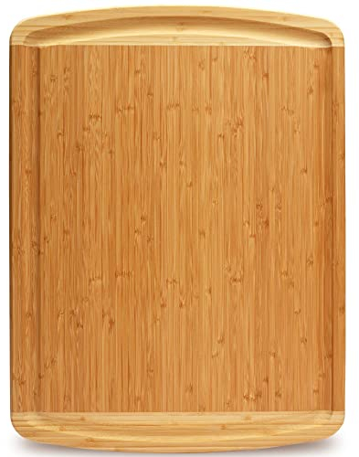 Greener Chef 24 Inch 2XL Extra Large Bamboo Cutting Boards for Kitchen, Stove Top Butcher Block, Extra Large Wooden Carving Board for Meat, Veggies, Charcuterie Board with Deep Juice Grooves