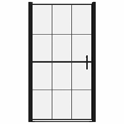 Tidyard Duschtür mit Edelstahlgriff Hartglas Duschabtrennung Nischendusche Glastür Pendeltür Schwingtür Duschabtrennung Duschwand 100x178 cm Schwarz