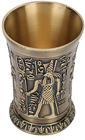 Tnfeeon Bicchiere da Whisky, Calice da Vino in Metallo Vintage Goffrato a Mano Mini Tazza per Tequila Vodka Brandy Whisky Rum Sake(Bronzo)