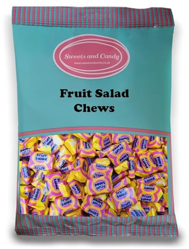 Sweets and Candy® Fruit Salad Chews 1Kg - Retro Barratts Fruit Salad Chews - Individually Wrapped Pineapple and Raspberry Flavour Chewy Sweets - Bulk 1 Kilo Bag - Pick and Mix Share Size Bags