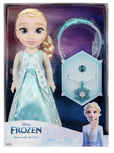 Disney Jakks Pacific Princess Share with Me Elsa Kleinkind-Puppe mit Zubehör in Kindergröße, Weiss/Opulenter Garten