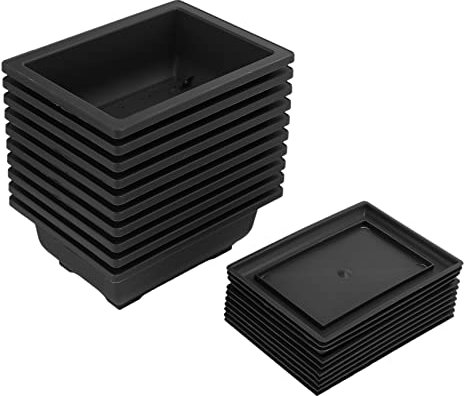 SHAPOKY 10 paquetes de macetas de entrenamiento bonsái bandeja de plástico bonsái para jardín, patio, de estar, balcón, 16,5 x 12 cm
