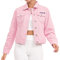 Cipo & Baxx Damen Jeansjacke Oversize Lang Denim Frezeitjacke WJ212 Pink S