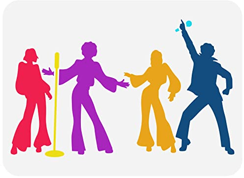 FINGERINSPIRE Disco Tänzerin Schablone 21x29.7 cm Wiederverwendbare Disco Band Zeichenschablone DIY Hip Hop Musik Malvorlage Musikthema Schablone Zum Malen Auf Holz Wand Und Möbel