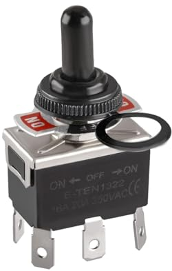 Chelhead Interruttore a levetta in metallo ON/OFF/ON 1 mini interruttore a levetta a 3 posizioni, 15A, 250V AC, con cappuccio impermeabile, per auto, casa