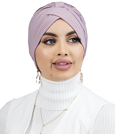 Lamis Hijab - Turban, gerippt, Jersey, für muslimische Frauen, TU-6, blasslila, 70 cm