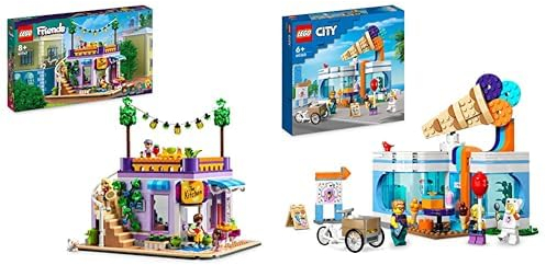 LEGO 41747 Friends Heartlake City Gemeinschaftsküche Spiel-Set mit Koch-Zubehör & 60363 City Eisdiele, Spielzeug-Laden für Kinder ab 6 Jahren
