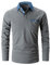 KUNJLELP Poloshirt Herren Langarm, T Shirts Männer, Hemd Herren Denim-Splice T-Shirt Golf Polo Shirt,Grau,XXL