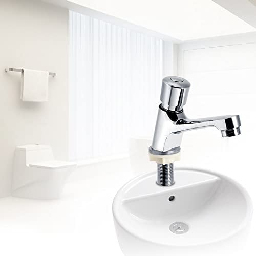 Robinet d'évier de cuisine et de salle de bain, robinet à bouton poussoir chromé, fermeture automatique, économie d'eau, délai de temporisation, robinet de lavabo, robinet de lavabo G1/2 filetage
