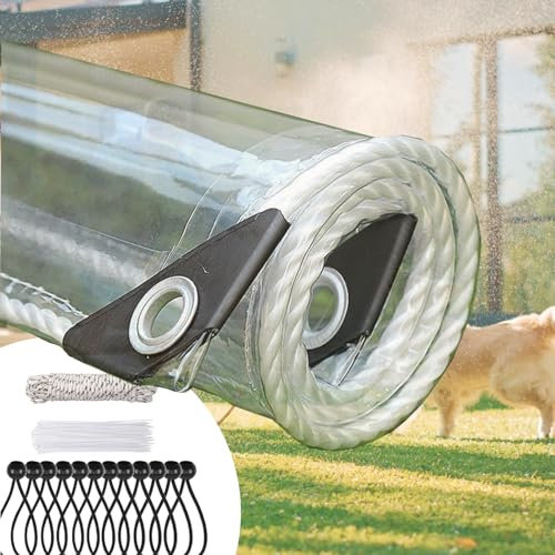 Bâche en PVC 420 g/m² Extra imperméable avec œillets renforcés pour Meubles Multi-usages - Accessoires pour Ceintures Transparentes (4 × 6 m)