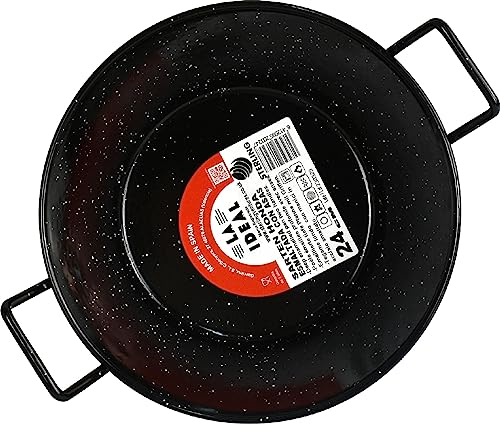 Sterling Ventures Enamel Kadai Wok Pan Non-Stick Karahi Kadhai Kadai with Handles Flat Bottom Deep Frying Cooking (24CM)