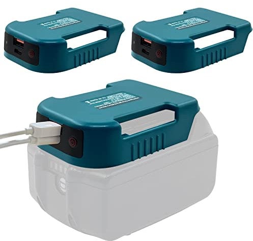 Fybemax 2 Pack USB Charger Adapter for Makita 18V Battery with USB & Type-C Fast Charging Power Wheel Adapter Charger (No Battery)