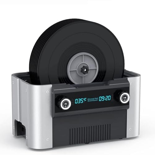 Ultrasonic Record Cleaner, Commercial Ultrasonic Cleaning Machine, 6L Recording Cleaner with 3-15min Timing, Portable Ultrasonic Cleaner, High Frequency Auto Spin Drying, Wash 8 Sheets