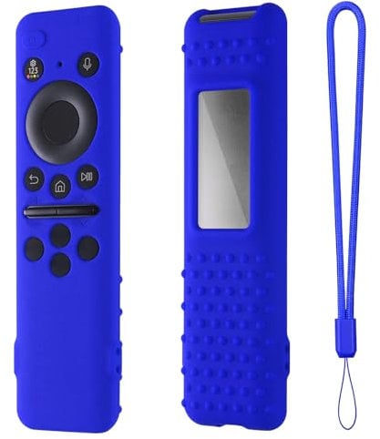 Hi Color Silicone Cover for Samsung BN59-01432A TM2360E Samsung Smart TV Remote Samsung Solar Panel Remote Case Cover with Lanyard (Blue)
