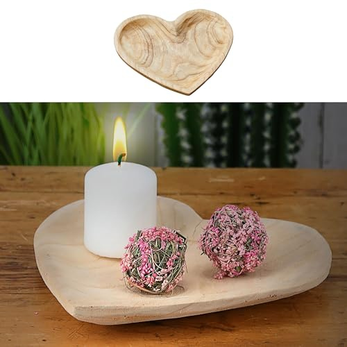 Cepewa Dekoschale Herz│Paulownia Naturprodukt 25x25x4cm │Holzschale Herzform Dekoelement