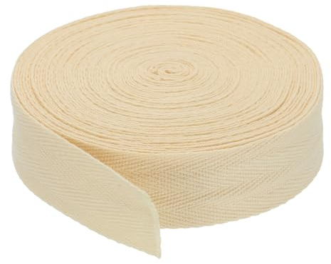 PATIKIL Baumwollband Baumwolle Gurtband 30mm x 9m, Schrägband Baumwoll Nahtband Köperband Saumband Einfassband Stoffband Webband zum Nähen für DIY Basteln Stricken Verpackungen, Beige