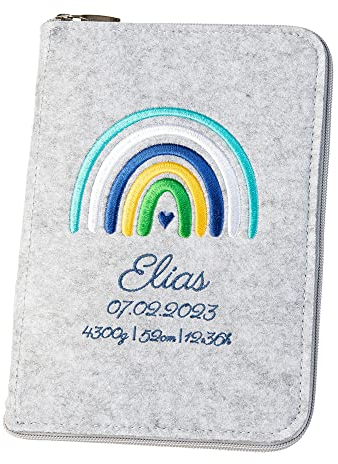 personalisierte U-Heft Hülle aus Filz (Farbe & Stickerei wählbar) - Hülle für Kinderuntersuchungsheft & Impfpass - Organizer - Geschenk für werdende Mütter & Baby