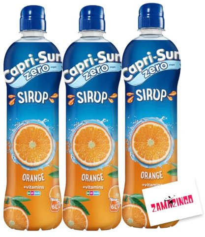 Capri-Sun Zero Orange Sirup Vegan Getränk 600ml (3er Pack) | mit Vitaminen B6, B1, Biotin + Zama4Zingo Karte