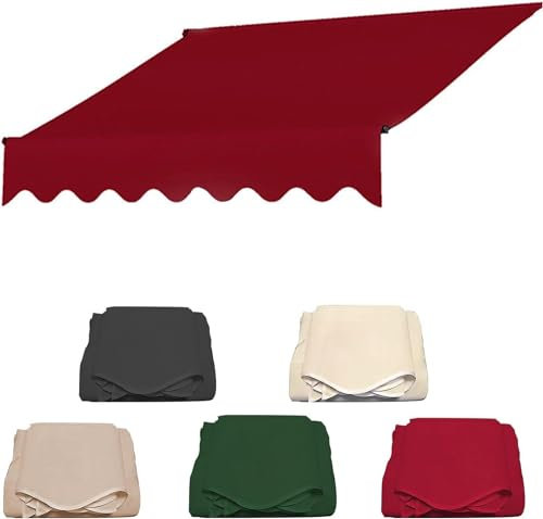 Sonnenschutz-Klemmmarkise, Markisen-Ersatzstoff, Balkonmarkisen, höhenverstellbar, UV-beständig und wasserdicht, für Terrassenbalkon-Red||2M