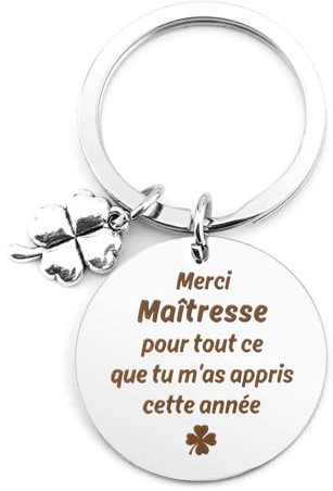 Cadeau Noël Merci Maîtresse d'École - Porte-Clef Fin d'Année Pour Institutrice, ATSEM Maternelle, Nounou, AESH, AVS