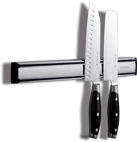 Linoroso 17,3 Zoll Magnetischer Aluminium Messerhalter - Robuster Messerhalter für die Wandmontage als Messerleiste, Magnetwerkzeug, Küchenutensil und Heimorganizer