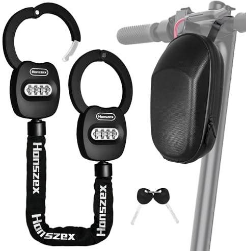 Honszex E Scooter Schloss mit Tasche, Schloss für E Scooter, Handschellenschloss E Scooter Zahlenschloss, 31.8inch E Roller Schloss Mit Wasserdicht Aufhängetasche und Gebrauchsanweisung