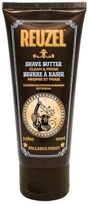 REUZEL Clean & Fresh Shave Butter for Men 100ml | Ultra Slick Clear Shaving Cream that Reduces Razor Irritation. Hydrating Non-Lather Vegan Formula with Shea Butter.