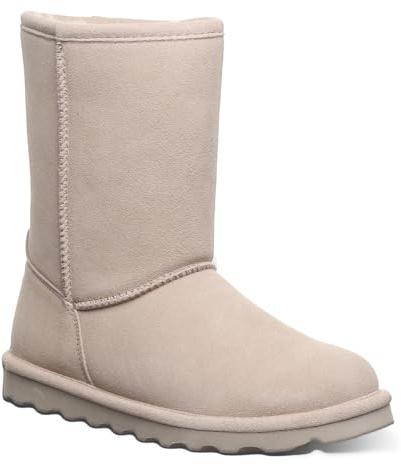 BEARPAW Women's Elle Short Multiple Colors | Women's Boot Classic Suede | Women's Slip On Boot | Comfortable Winter Boot, Mushroom, 5 UK