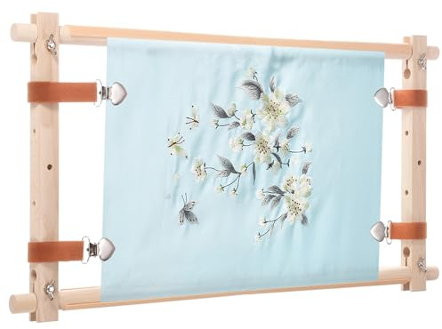 PATIKIL Needlepoint Embroidery Tapestry Scroll Frame, 21x12 Beech Wooden Cross Stitch Frame Holder Quilting Hoop Stand Stitching Frame for Sewing