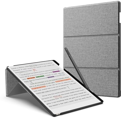 MoKo Stand Case for Remarkable Paper Pro 2024 11,8 - Étui en Cuir de Qualité Supérieure avec Porte-Stylo, Veille/Réveil Automatique pour Remarkable Paper Pro 2024 11,8, Denim Gris