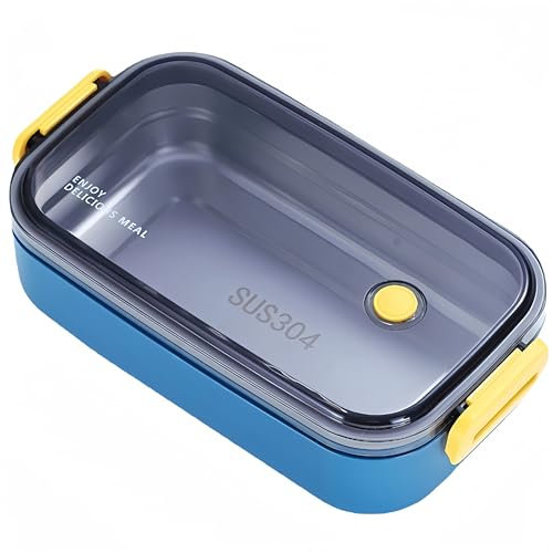 Bento Box Lunch Boxes, Stainless Steel Lunch Box, A Stylish and Visually Appealing Lunchbox, Reusable Food Storage Containers with Transparent Lids, Microwave|Dishwasher Safe Cute Bento Box (Blue)