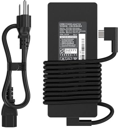 230W Laptop Charger for Razer Blade 14 15 17 Razer Blade Pro 17/4K,19.5V/ 11.8A AC Adapter for Razer Blade RZ09 Series RTX4060 RTX4070 RTX3070 RTX3060 RTX3080 Gaming Laptop Power Cord (3-Prong)