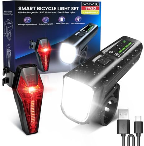StVZO Zugelassen Fahrradlicht Set USB-C Aufladbar 100 LUX IPX5 wasserdicht LED Fahrradbeleuchtung vorne und Rücklicht